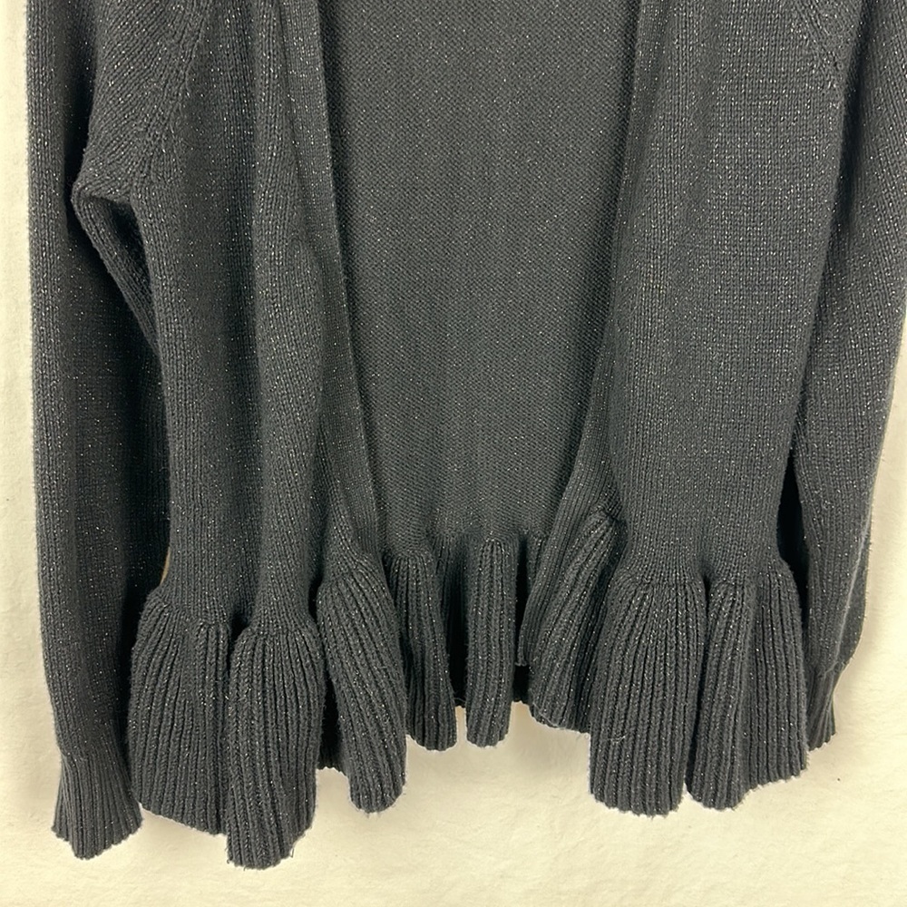 Apt. 9 Black Sweater With Front Hooks, Ruffle Bot… - image 3